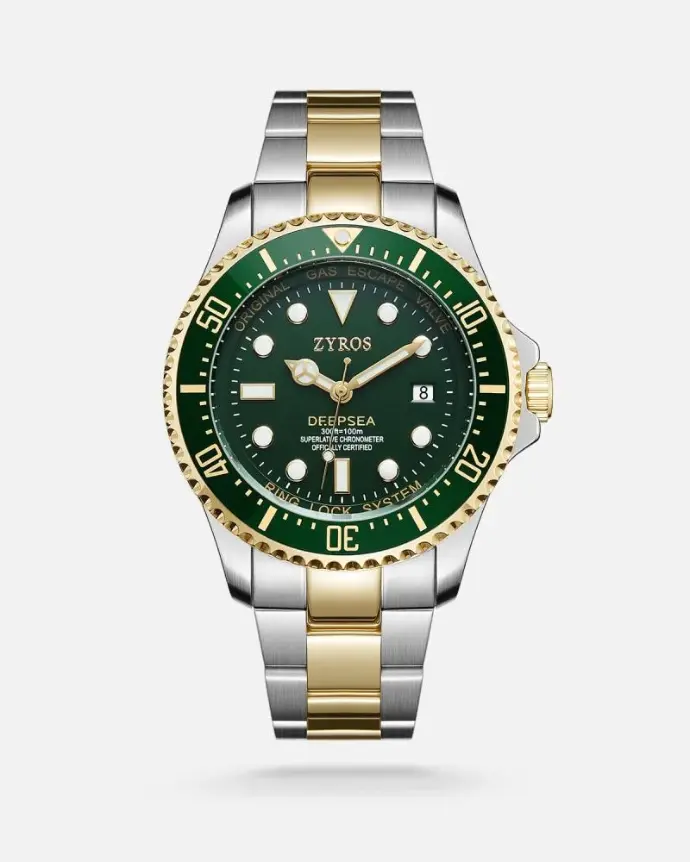 ساعة ديب اوشن الرجالية بلون ذهبي وفضي