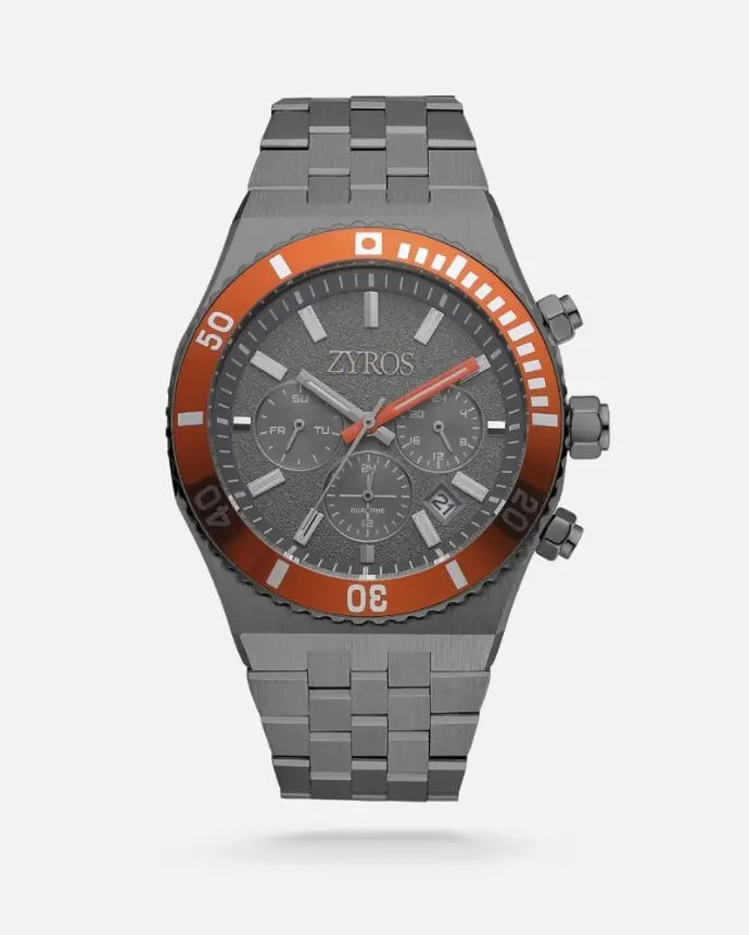 ساعة رجالية بسير ستيل بلون رمادي