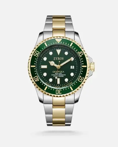 ساعة ديب اوشن الرجالية بلون ذهبي وفضي