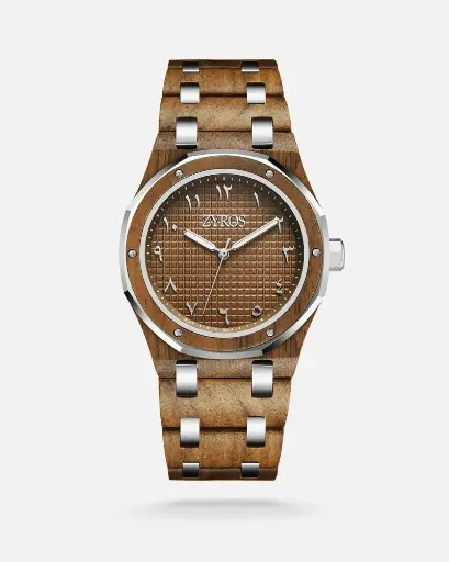 Men's watch with wooden and steel strap